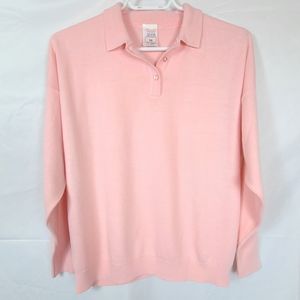 Blush pink knit collared sweatshirt